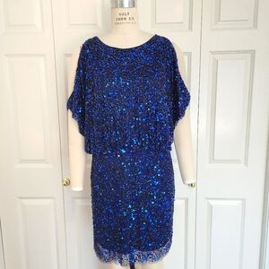 Aidan Mattox Navy Sequin Dress Size 12